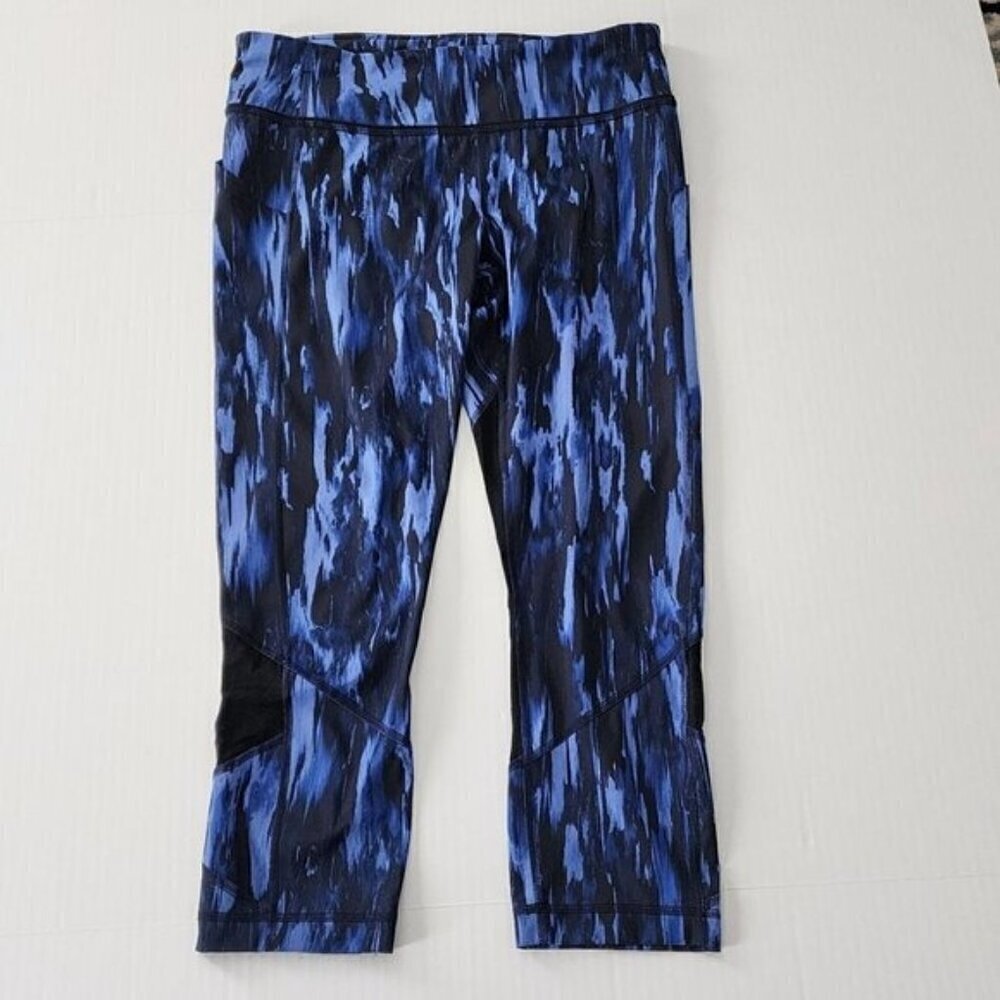 Lululemon Speed Crop Leggings size 8 Women Blue Black Activewear Performance